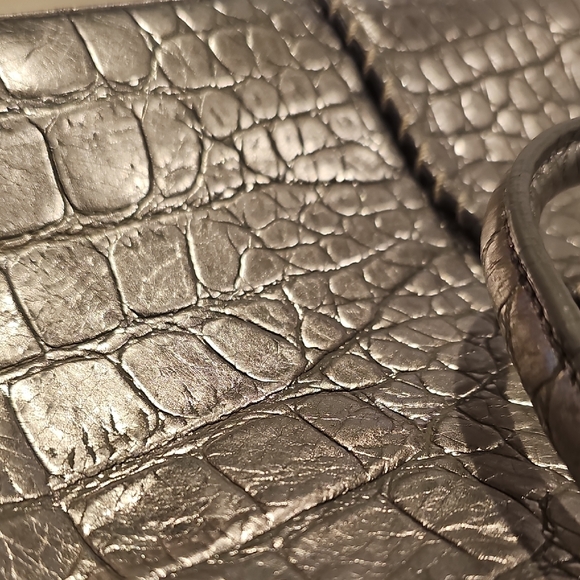 Donald J. Pliner Metallic Crocodile-Embossed Top Handle Bag - Picture 15 of 16